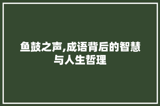 鱼鼓之声,成语背后的智慧与人生哲理