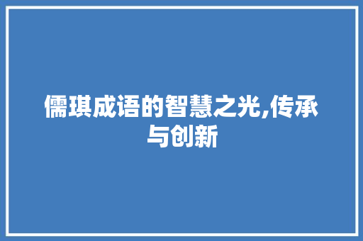 儒琪成语的智慧之光,传承与创新