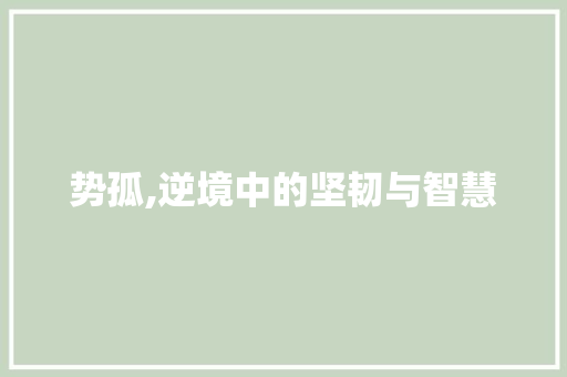 势孤,逆境中的坚韧与智慧