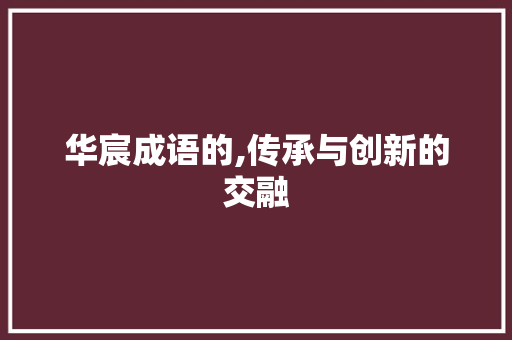 华宸成语的,传承与创新的交融 生活类