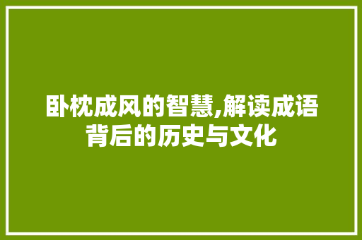 卧枕成风的智慧,解读成语背后的历史与文化