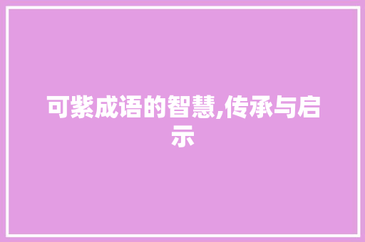 可紫成语的智慧,传承与启示