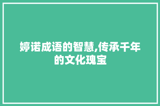 婷诺成语的智慧,传承千年的文化瑰宝
