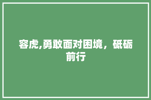 容虎,勇敢面对困境，砥砺前行