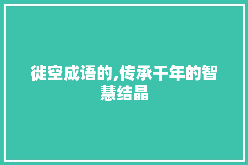 徙空成语的,传承千年的智慧结晶