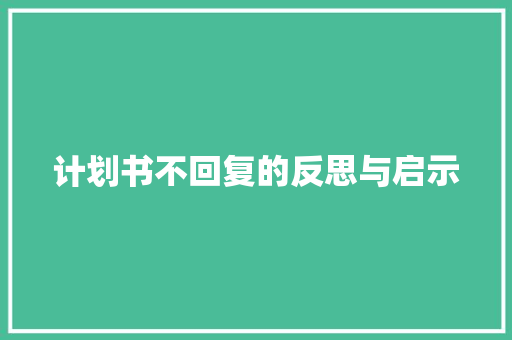 计划书不回复的反思与启示