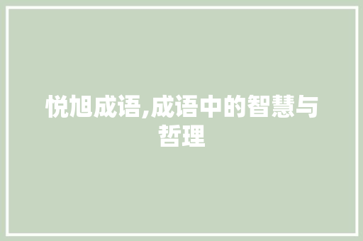 悦旭成语,成语中的智慧与哲理