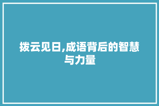 拨云见日,成语背后的智慧与力量