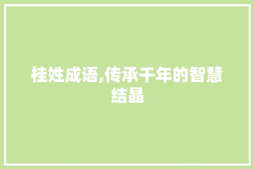 桂姓成语,传承千年的智慧结晶
