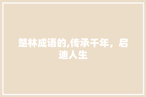 楚林成语的,传承千年，启迪人生 工作总结