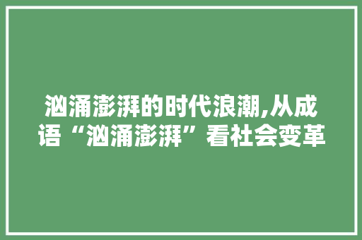 汹涌澎湃的时代浪潮,从成语“汹涌澎湃”看社会变革与个人成长 生活感悟