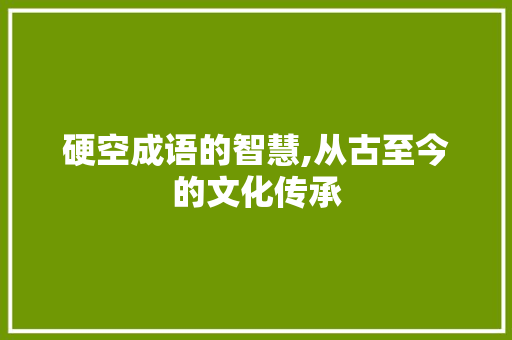 硬空成语的智慧,从古至今的文化传承