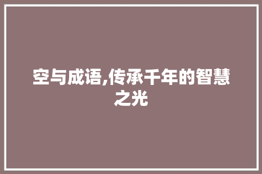 空与成语,传承千年的智慧之光