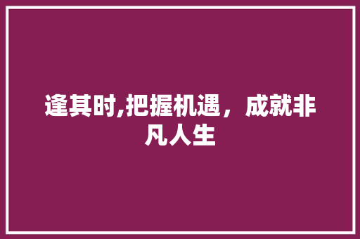 逢其时,把握机遇，成就非凡人生 生活随笔