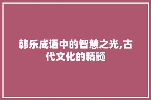 韩乐成语中的智慧之光,古代文化的精髓