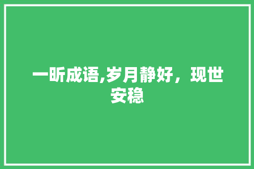 一昕成语,岁月静好，现世安稳