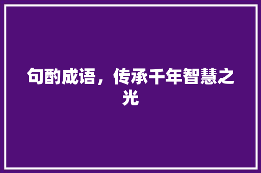 句酌成语，传承千年智慧之光