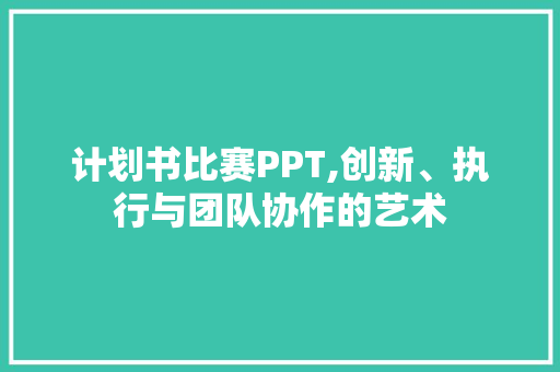 计划书比赛PPT,创新、执行与团队协作的艺术