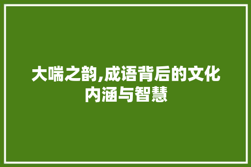 大喘之韵,成语背后的文化内涵与智慧