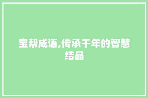 宝帮成语,传承千年的智慧结晶