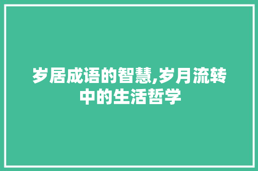岁居成语的智慧,岁月流转中的生活哲学