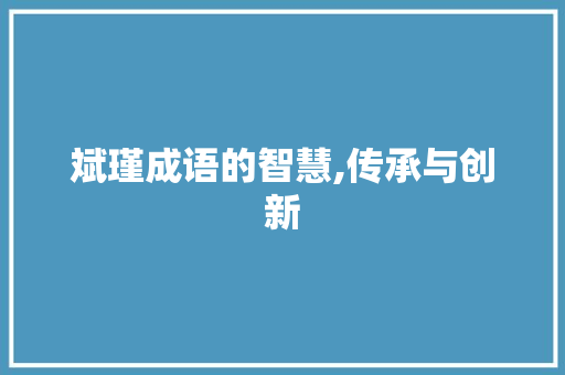 斌瑾成语的智慧,传承与创新