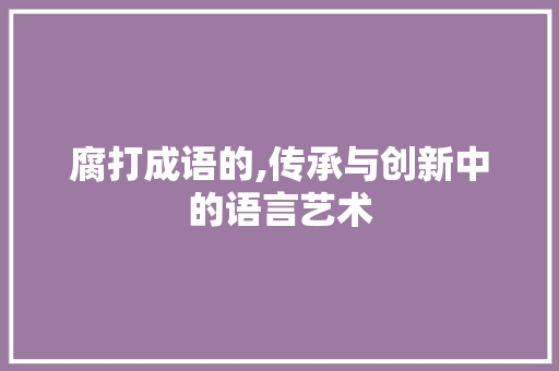 腐打成语的,传承与创新中的语言艺术 采访稿