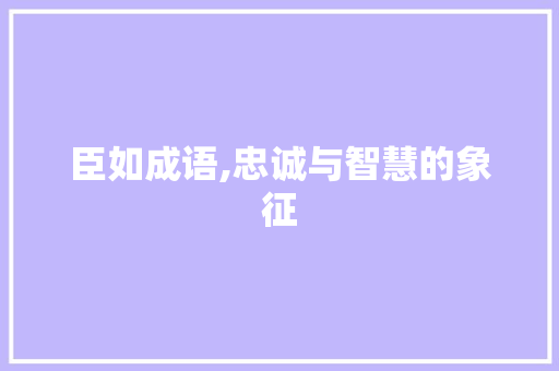 臣如成语,忠诚与智慧的象征