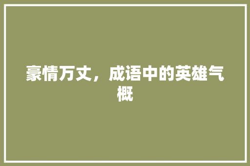 豪情万丈，成语中的英雄气概 工作类