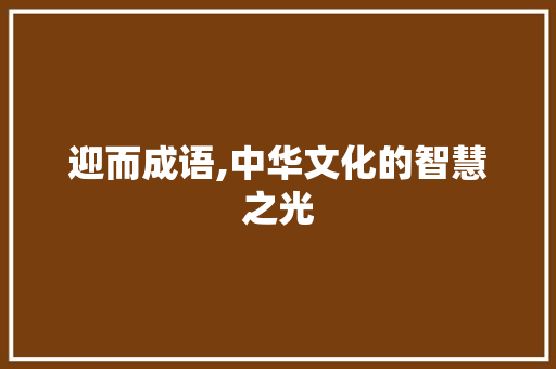 迎而成语,中华文化的智慧之光