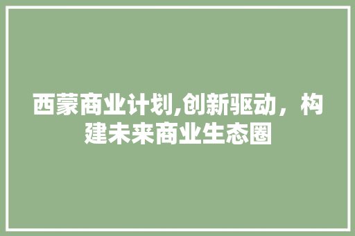 西蒙商业计划,创新驱动，构建未来商业生态圈
