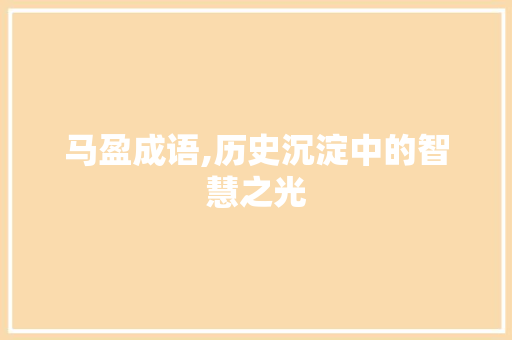 马盈成语,历史沉淀中的智慧之光 商业文稿