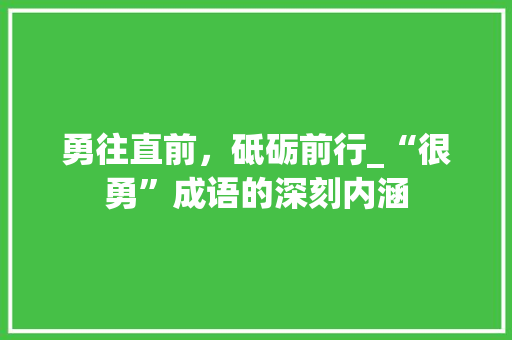 勇往直前，砥砺前行_“很勇”成语的深刻内涵