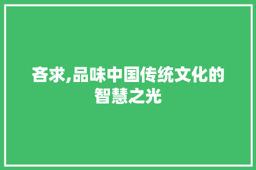 吝求,品味中国传统文化的智慧之光 工作类