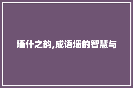 墙什之韵,成语墙的智慧与 生活感悟