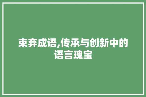 束弃成语,传承与创新中的语言瑰宝