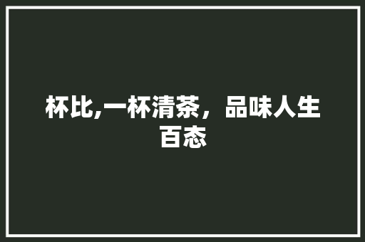 杯比,一杯清茶，品味人生百态