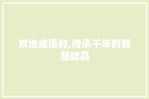欢地成语的,传承千年的智慧结晶