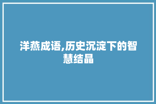 洋燕成语,历史沉淀下的智慧结晶