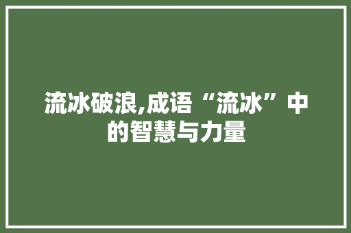 流冰破浪,成语“流冰”中的智慧与力量