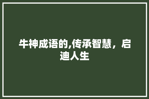 牛神成语的,传承智慧，启迪人生