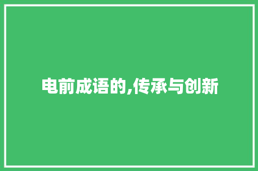 电前成语的,传承与创新