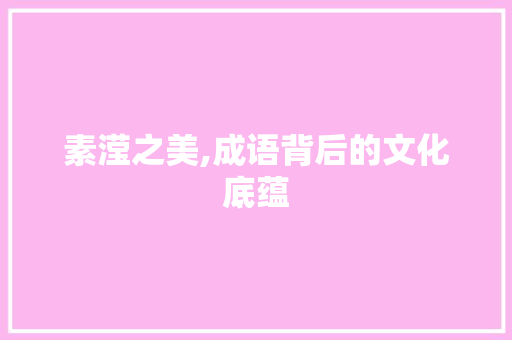 素滢之美,成语背后的文化底蕴