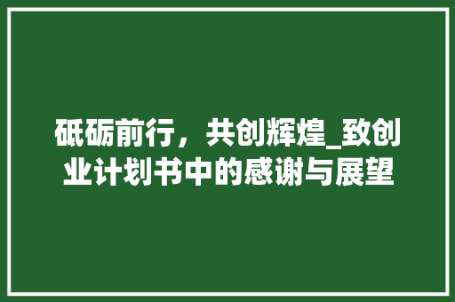 砥砺前行，共创辉煌_致创业计划书中的感谢与展望