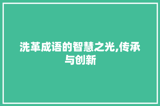 洗革成语的智慧之光,传承与创新