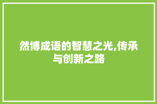然博成语的智慧之光,传承与创新之路