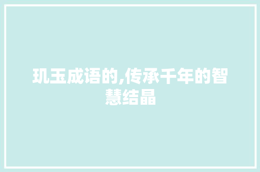 玑玉成语的,传承千年的智慧结晶