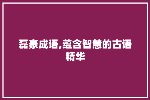 磊豪成语,蕴含智慧的古语精华