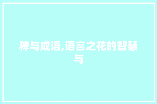 稗与成语,语言之花的智慧与