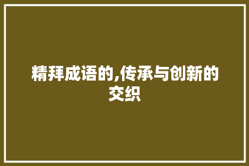精拜成语的,传承与创新的交织